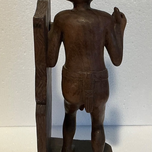 Hand Carved Bookend Wood Native IGOROT Philippines Hunter 12” Figurine - Picture 4 of 8